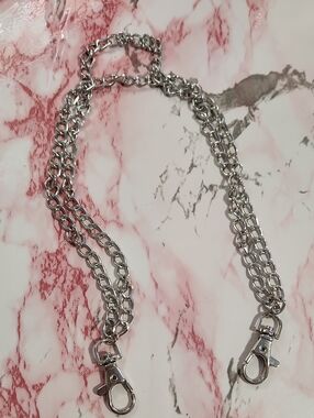 Silver Double-Chain Purse Strap with Lobster Clasps
